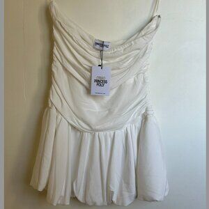 Princess Polly Glamour Girl Strapless Bubble Hem Mini Dress White NWT Size 8